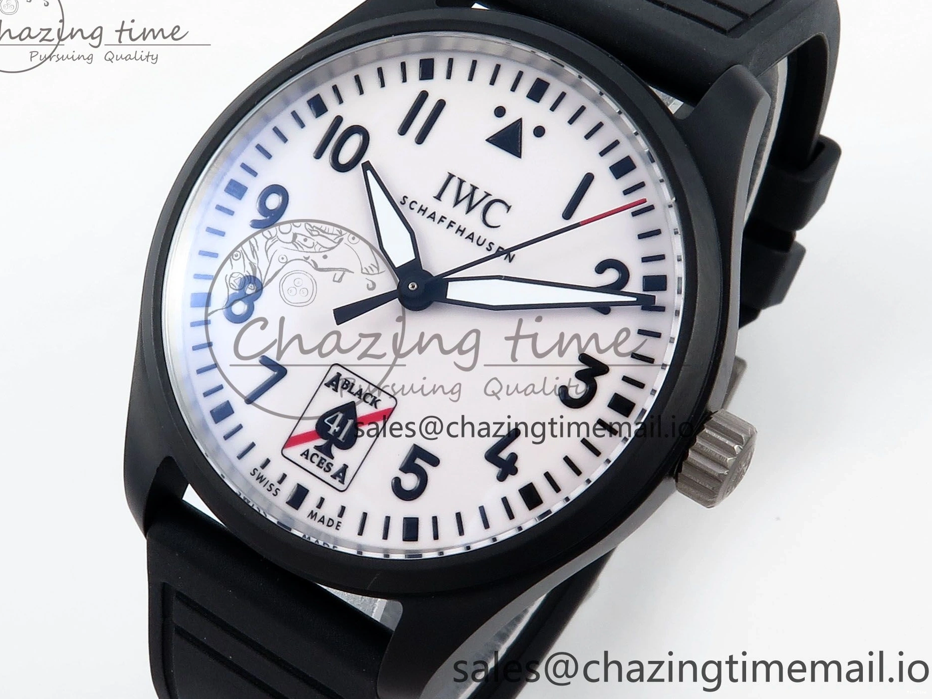 MIROTIME 0307 TravelReady Pilot IW326905 Black Aces M+F 1:1 Best Edition White Dial on Black Rubber Strap MY 7000